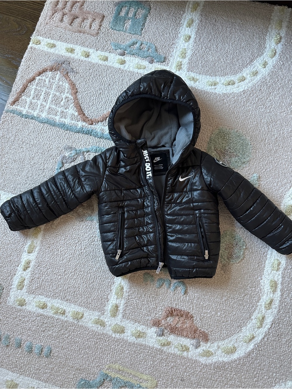 Nike Kids Black Quilted Puffer Jacket with Hood